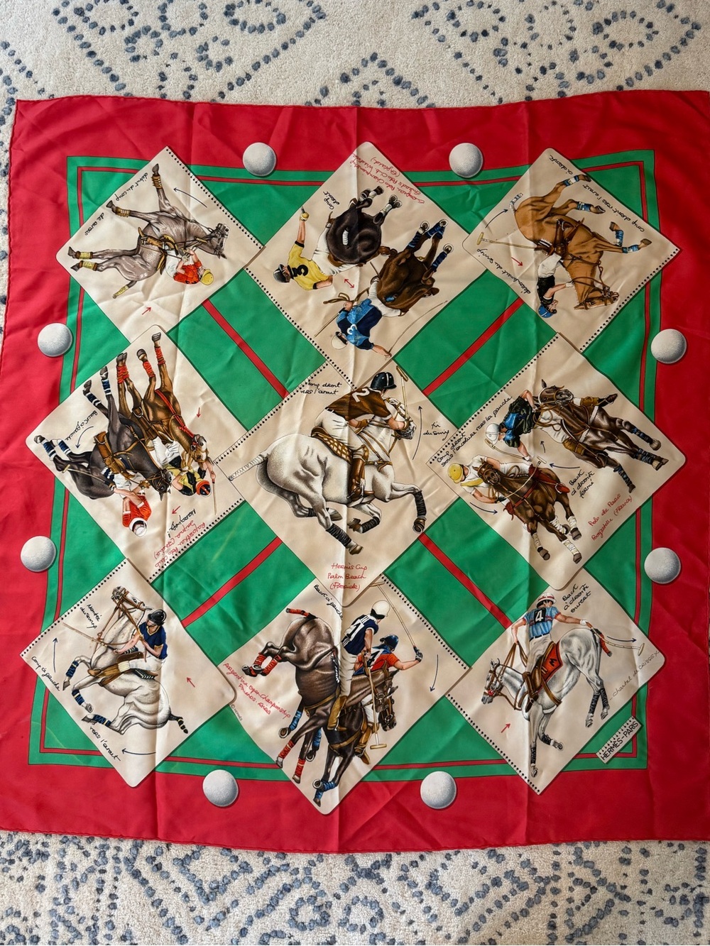 Hermès silk scarf LE MONDE DU POLO